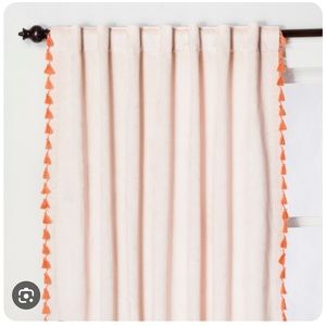 Opal house pink velvet curtains with orange tassels